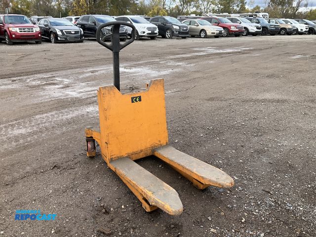 Lot 2-69703 - yellow manual hand pallet truck (pallet jack) with a looped black control handle. - 2200lbs