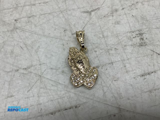 Lot 2-74040 - New Yellow gold praying hands charm embellished with crystals