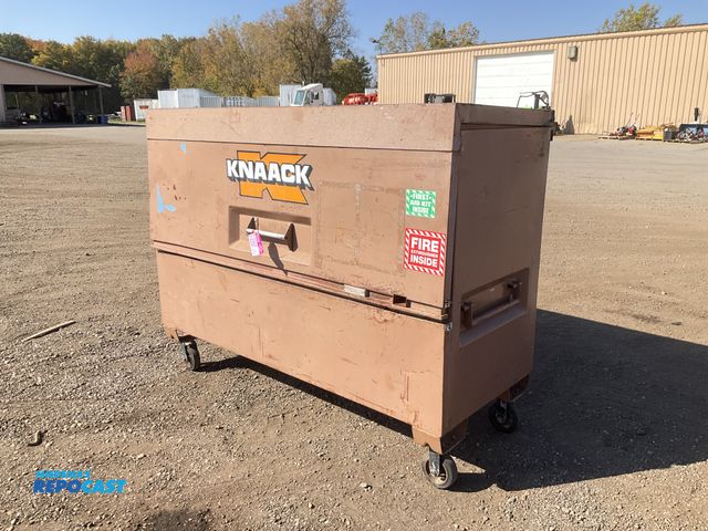 Lot 2-20697 - Knaack fliptop storage box on casters 74”W x 30” x 58”T, used