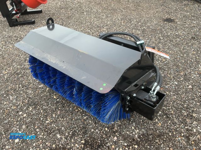 Lot 2-40824 - New SDLANCH 36" Broom Mini Skid Steer Attachment, Manual Angle, Poly/Metal Bristles, has hydraulic h...