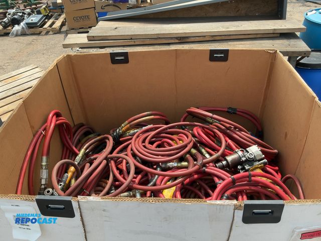 Lot 2-18500 - Large tote of hydraulic hoses (Stanley, Burndy, and Greenly brands)