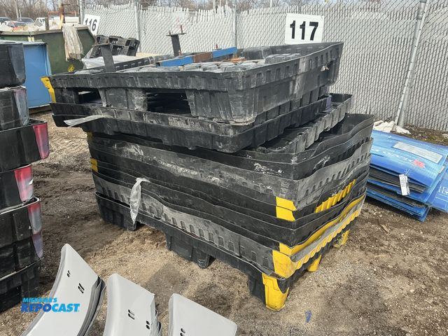 Lot 2-19860 - Stack of (14) heavy duty black industrial plastic stackable pallets 60” x 37” x 9”