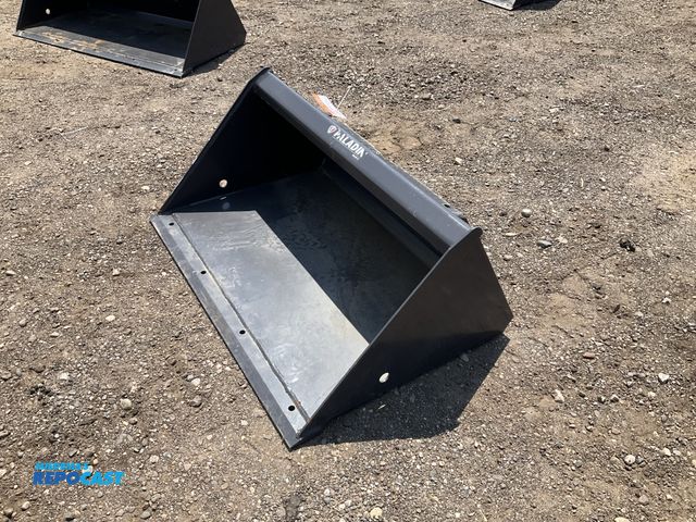 Lot 2-44011 - New old stock Paladin 36” smooth bucket for a mini skid steer, welded on cutting edge, mini skid ste...