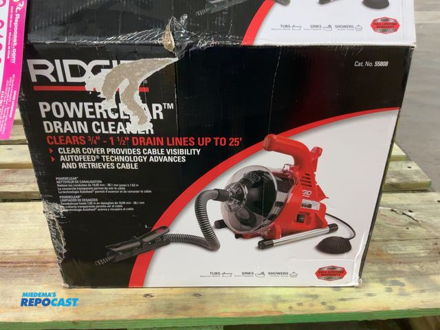 Lot 2-21969 - Ridgid Powerclear Drain Cleaner, Clears 3/4" to 1-1/2" Drain Lines up to 25', Cat. No. 55808, Unused...
