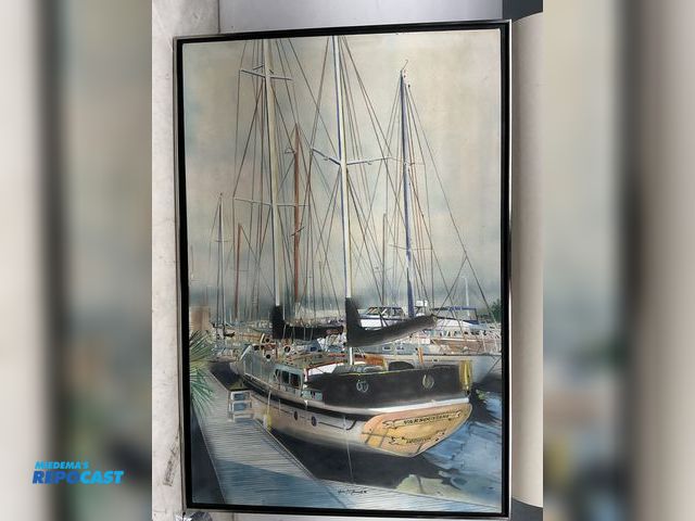 Lot 2-27325 - vintage sail boat painting by john McCormick, 50” x 34”