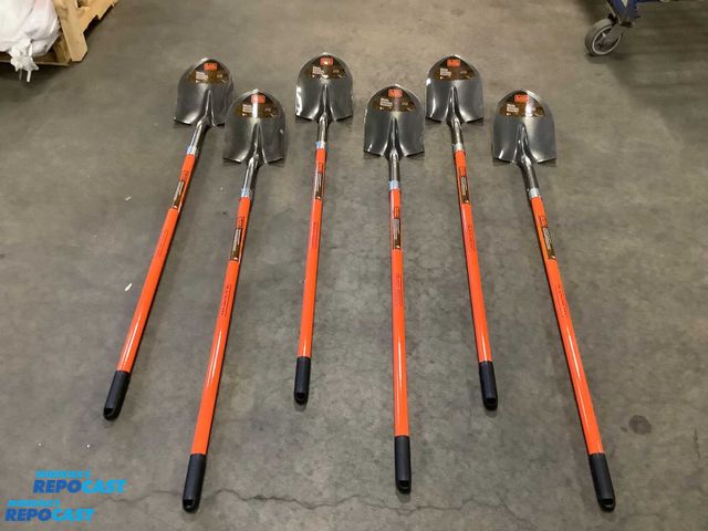 Lot 2-17072 - Lot of (6) Black and Decker fiberglass long handle round point shovels, very tough, #BD1596W