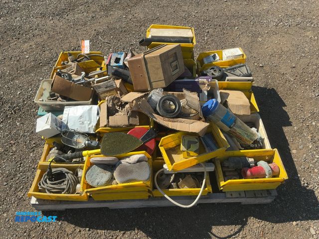Lot 2-40488 - Skid of assorted items including hardware, pullers, parts, and more
