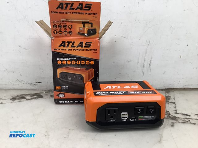 Lot 2-63333 - New (1) atlas 300W battery powered inverter fits all atlas batteries