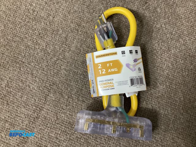 Lot 2-74280 - New Hammerstone Pro-Power 2 foot 12 gauge extension cord. Weather resistant for indoor or outdoor us...