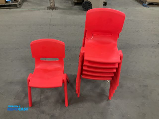Lot 2-19383 - Lot of (6) Small Red Children’s Chairs