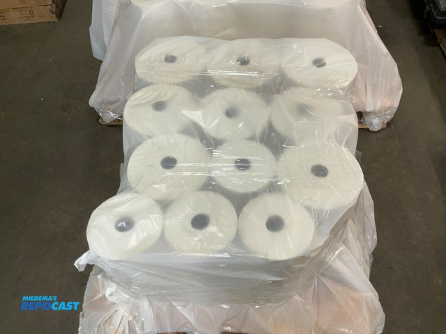 Lot 2-18976 - Skid of (12) rolls of woven buckram fabric -white