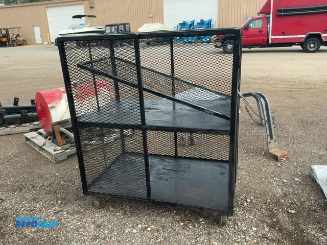 Lot 2-11319 - Metal 2-Tier Shelving Unit on Casters, one door broke off, 4'x30"x57-1/2" tall