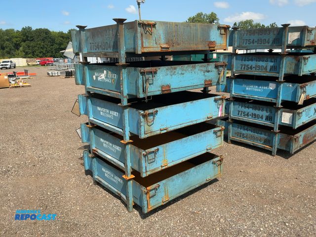 Lot 2-20620 - (5) Steel Stackable Bins, have hinged doors on two ends, 10" deep, approx. 53"x48"