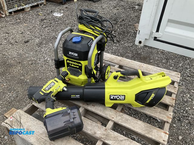 Lot 2-40594 - (3) Pcs. Wash and Dry Combo Ryobi Battery Powered Electric Powered