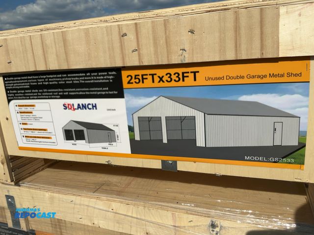 Lot 2-20130 - New SDLANCH 25’ x 33’ Double Garage Metal Shed, Model SDLC2533FT, 292” Wide x 386” Long x 148” Tall ...