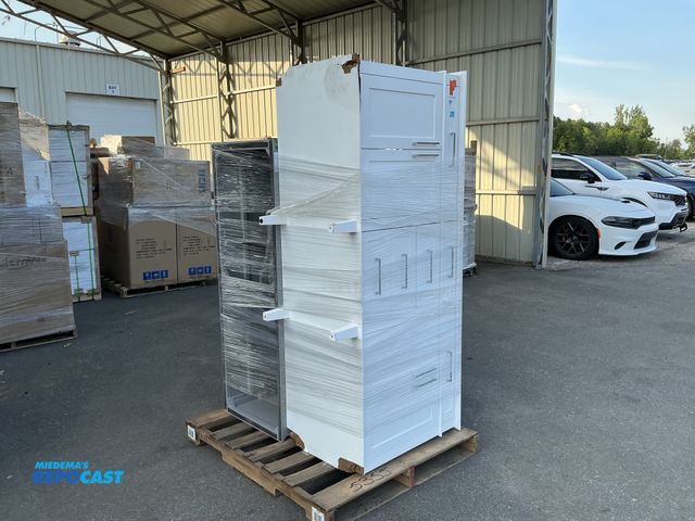 Lot 2-75647 - Lot of (2) Cabinets. (1) Grey measuring at 58” W x 21.5” D x 33” T &amp; (1) White measuring at 71” ...