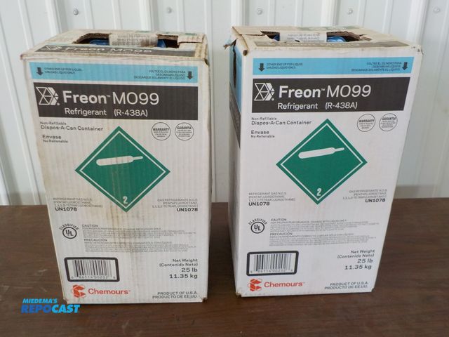 Lot 2-34232 - (2) Freon MO99 refrigerant (R-43AA). (1) is new. (1) 16 pounds