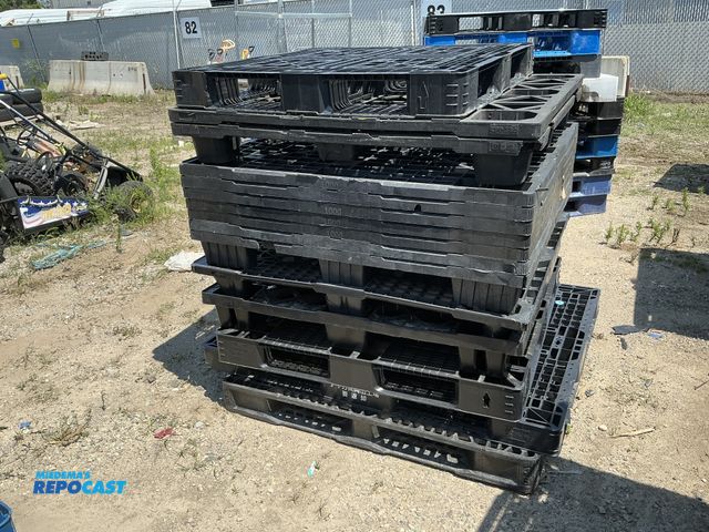 Lot 2-28654 - Stack of (15) black plastic stackable pallets approx. 39” x 39” x 5” - various conditions