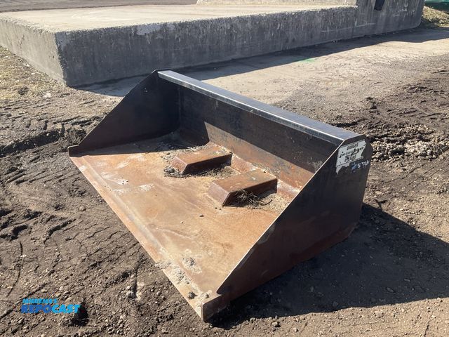 Lot 2-42798 - Star Industries 84” fork mounted bucket, 1 cu yd, manual dump release, one fork pocket tab is bent i...