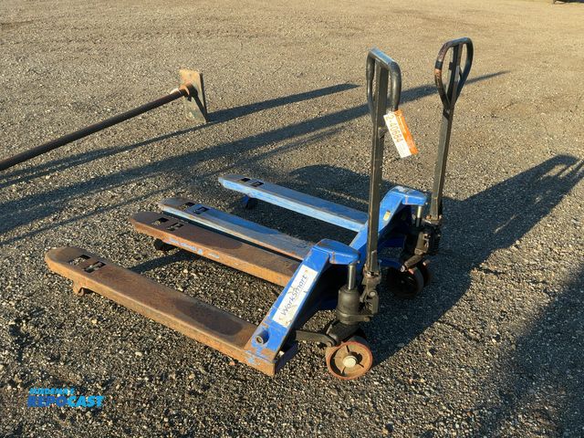 Lot 2-40684 - (2) Used Pallet Jacks, one says 5,500 lb max capacity, 27"x48" fork area, both work, tips of forks o...