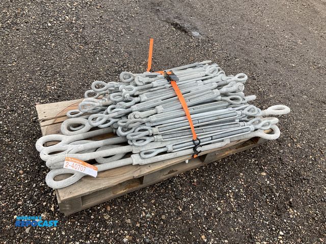 Lot 2-40707 - Skid of galvanized steel cable tensioners, 1/2” to 1-1/4” diameter threaded rod ends