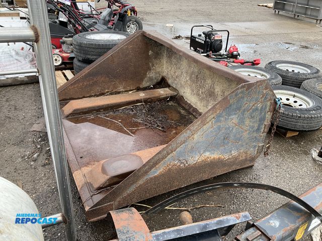 Lot 2-94823 - Large heavy duty metal sky trak bucket approx. 61” x 51” x 27”