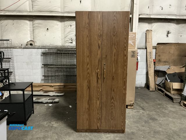 Lot 2-96555 - Sauder Wooden lockable Cabinet measuring 30” x 16.5” x 72.5”