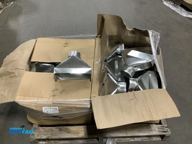Lot 2-23107 - Skid lot of (2) boxes of galvanized steel HVAC vent ga-p5-b16 straight boot with flaps vent covers
