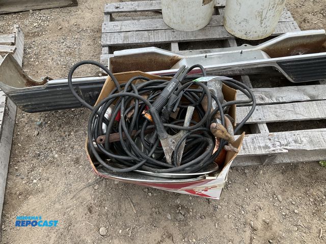 Lot 2-69413 - Box of Jumper Cables, Vintage Silver and Gold Decorations, Vintage Clamp