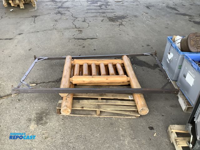 Lot 2-93400 - Twin-Sized Metal Bed Frame with Log Style Headboard and Footboard. Boards Measure 36”H x 48”H