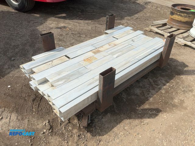 Lot 2-42918 - Metal Cart with Pieces of 2”x4” Aluminum Tubing, assorted lengths, 68” and shorter, (13) long pieces