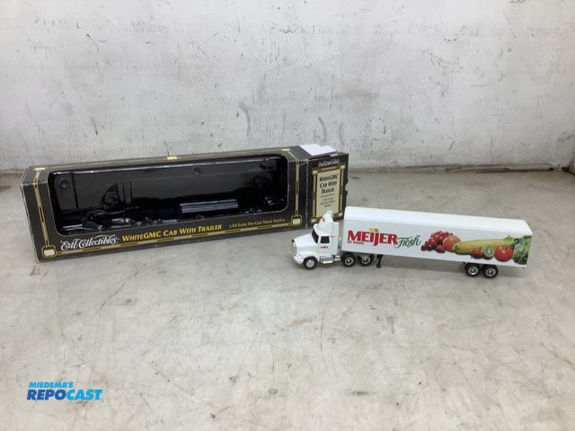 Lot 2-35351 - Ertl collectibles whiteGMC cab with trailer, 1/64 scale die-cast metal replica