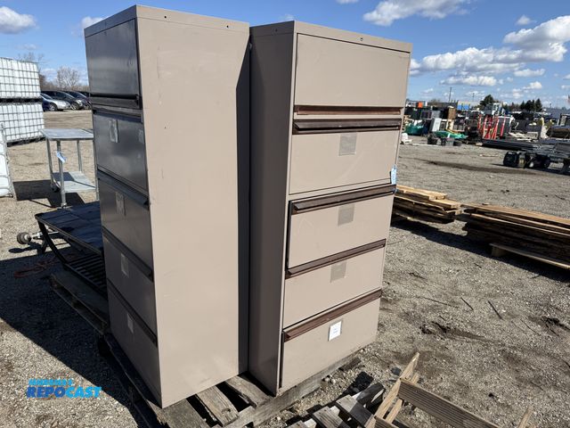 Lot 2-96672 - 3 Metal Filing Cabinets - Have some damage