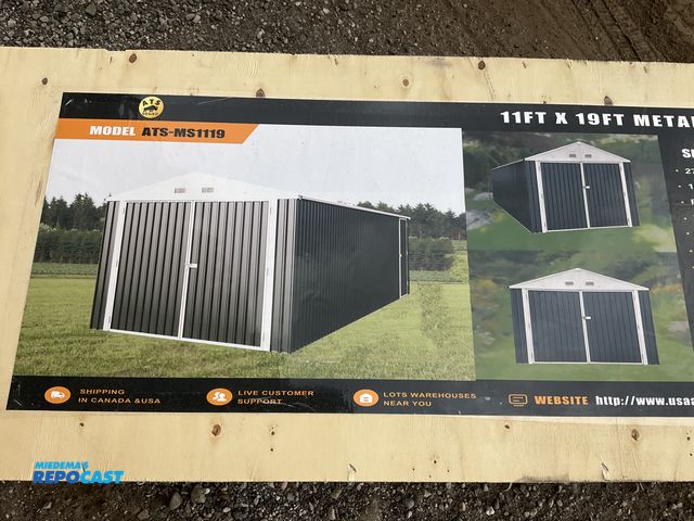 Lot 2-30910 - New ATS Power ATS-MS1119 Metal Garage Shed With Double Front Doors 11FT X 19FT Metal