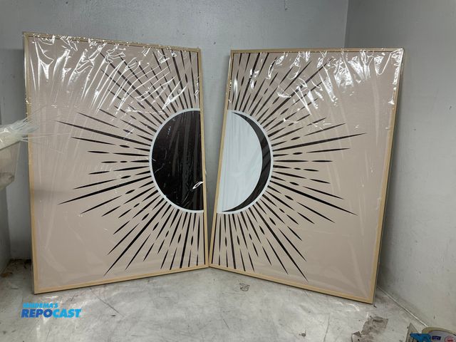 Lot 2-77932 - Pair of Decorative Framed Canvas Wall Hangings- 20”x28”