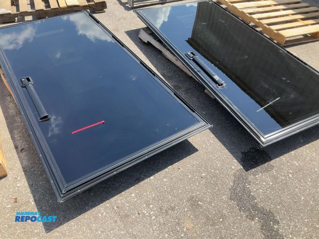 Repocast.com - Lot 2-61270 - Lot of (2) black RV Doors - approx. 41”w x ...