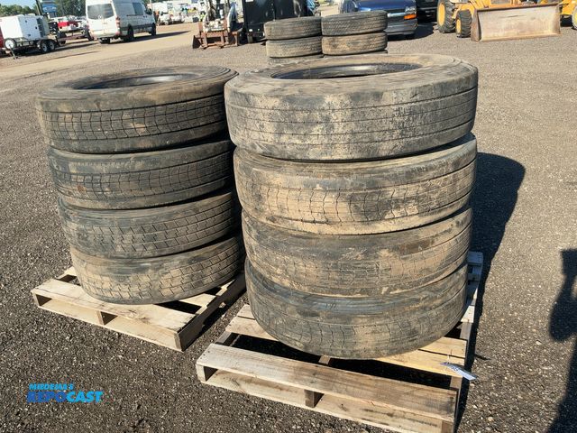 Lot 2-11195 - (8) Used Recap 295/75R22.5 Semi Tires, all held air, a few 275/80R22.5 casings
