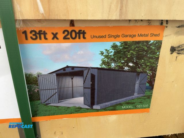Lot 2-21146 - New Chery Industrial 13’ x 20’ Single Garage Metal Shed, 157” wide x 238.6” deep x 91.3” tall overal...
