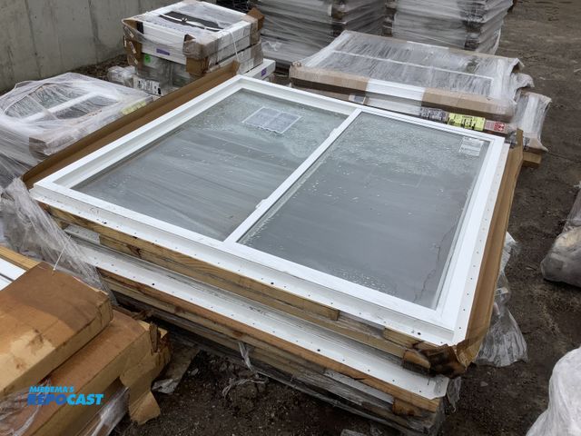 Lot 2-74480 - 4 White framed glass slider doors62”x62”