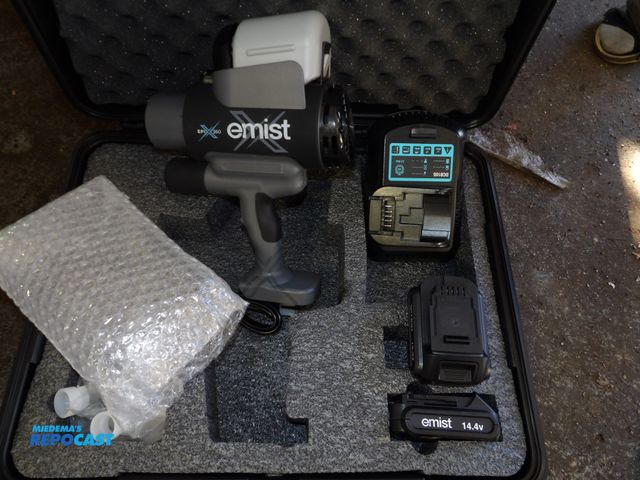 Lot 2-53034 - new in box emist Epix360 disinfectant spray includes; sprayer tank, 2 batteries, charger, carry case...