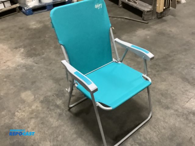 Lot 2-32679 - Lot of (1) blue/green beach chair more upright sitting