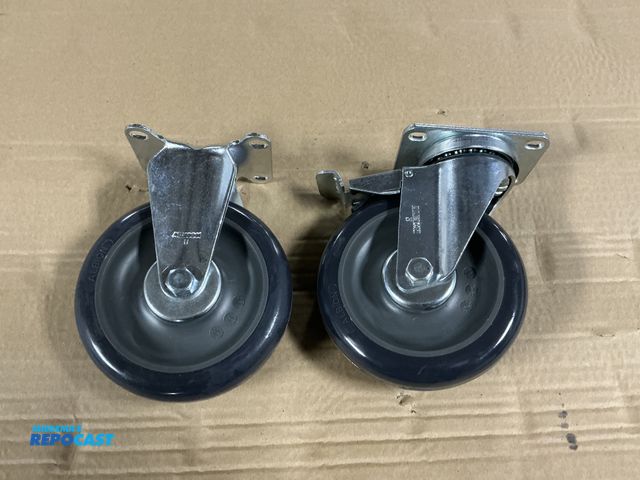 Lot 2-23269 - Lot of (16) Swivel and (16) Rigid New 5"x1.25" Urethane Tread Casters, Ball Bearings, 2-1/2"x3-5/8" ...