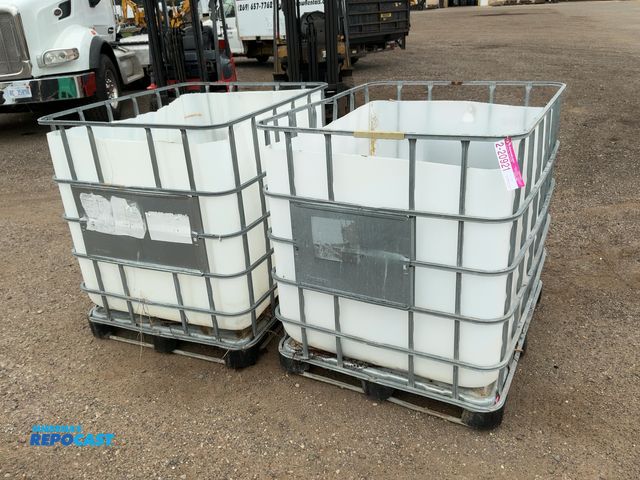 Lot 2-20921 - (2) Forkable Poly Totes, tops have been cut off, approx. 40"x48"x46" tall, come with some empty tool...