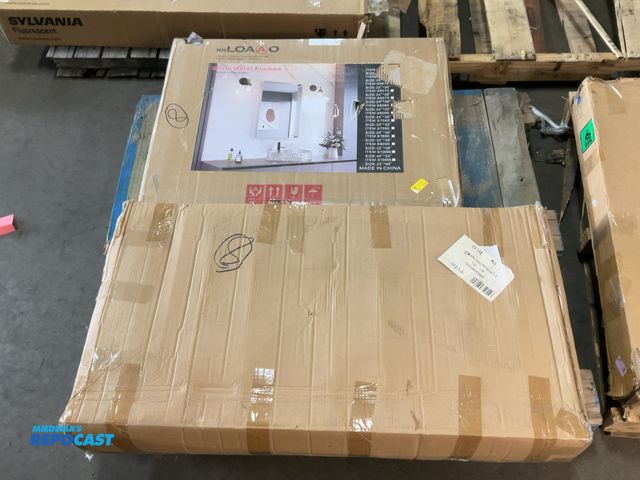 Lot 2-18328 - Lot of box of Quanzhou Yingfa Arts &amp; Crafts (2716200180311), &amp; Silver metal framed mirror (S...