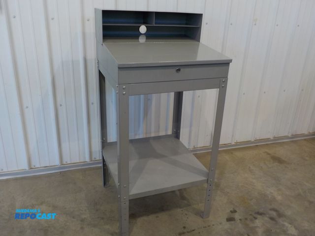 Lot 2-34146 - U-Line personal work station. Flip up storage. Bottom shelf. Upper cubbies.  24" w x 23" d x 50" h
