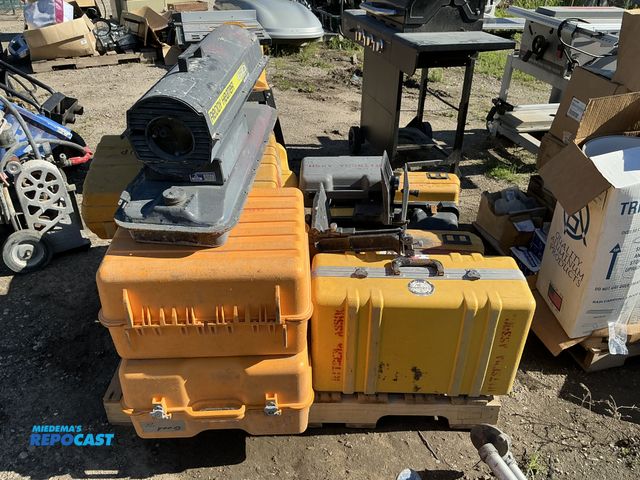 Lot 2-16137 - Skid lot of multiple different industrial storage cases &amp; Reddy Heater 60,000 BTU