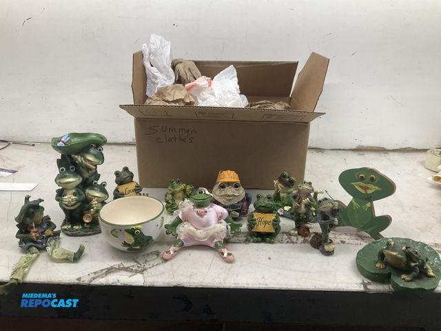 Lot 2-17061 - Box of Frog Themed Figurines and Decor