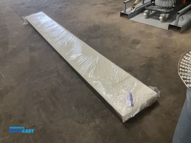 Lot 2-33237 - Fabric wrapped accent board 131”L x 16” x 3-1/2”, some marks/stains