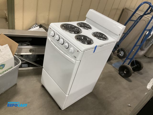 Lot 2-92386 - Estate  White 4 burner electric gas stove approx. 20” x 23” x 42”