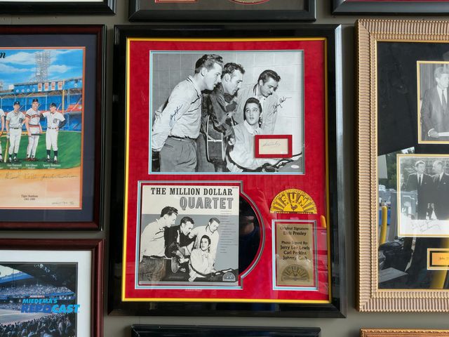 Lot 2-53331 - Framed “The Million Dollar Quartet” Record and Autographed Picture, 29.375” x 37”